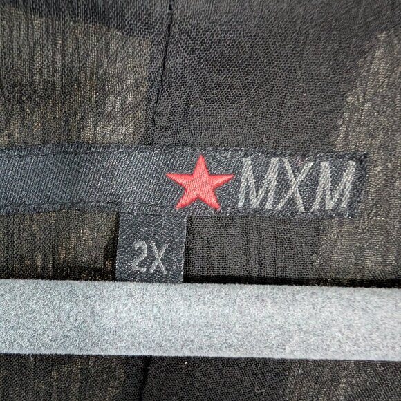 MXM Black Sequin Sheer Waterfall Vest Glam Layering Piece Size 2X Plus Size - Picture 4 of 15